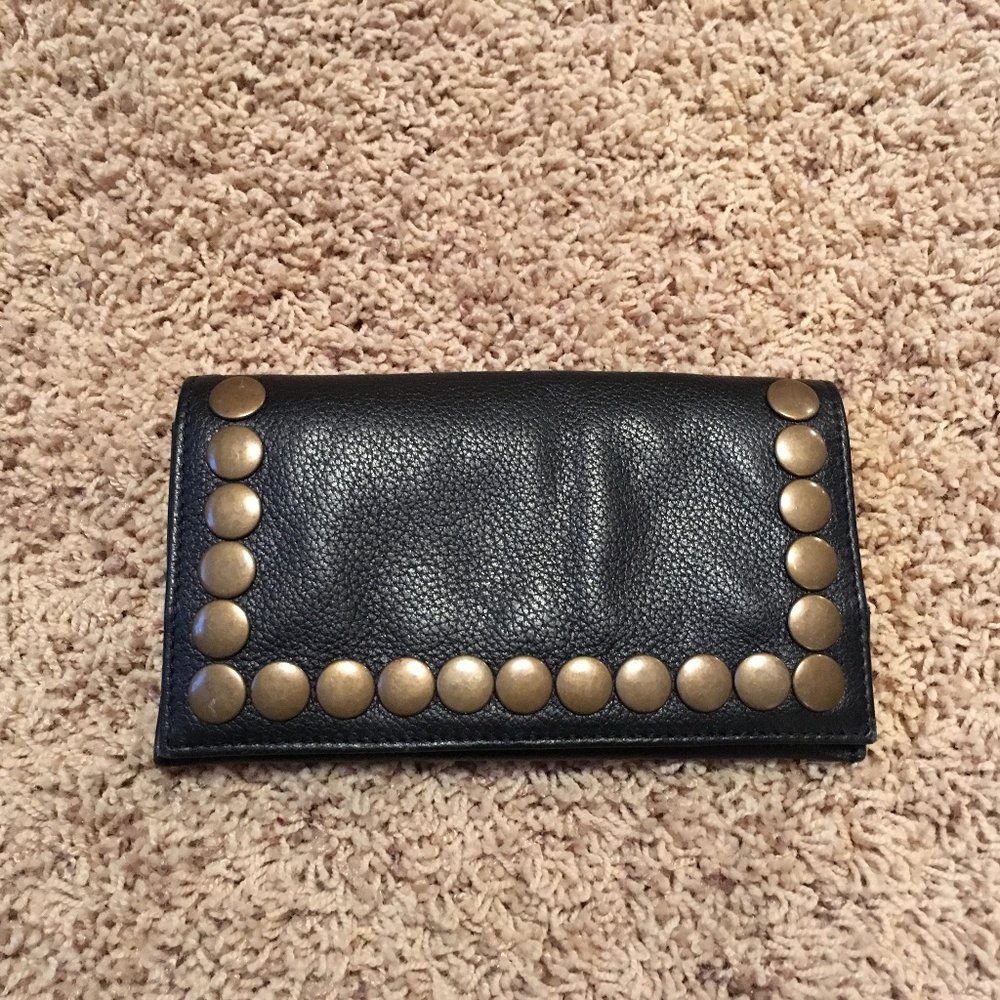 COPY - Black Leather Wallet w/Brass Detail